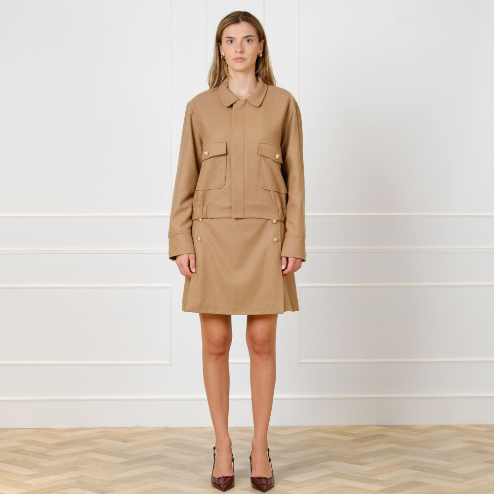 Bomberjacke aus Schurwolle in Camel/Hellbraun